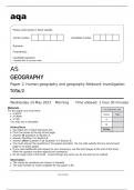 aqa AS GEOGRAPHY Paper 2 Human geography and geography fieldwork investigation &lpar; 7036&sol;2&rpar; May 2023 Question Paper