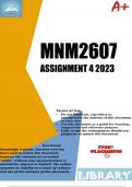 MNM2607 ASSIGNMENT 4 2023