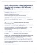 ORELA Elementary Education Subtest 1 Questions And Answers 100&percnt;Correct &lpar;RATED A&plus;&rpar;