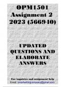 OPM1501 Assignment 2  2023 &lpar;566940&rpar; &lpar;CORRECT ANSWERS&rpar;