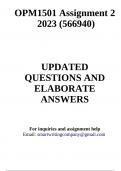 OPM1501 Assignment 2  2023 (566940) (COMPLETE ANSWERS)