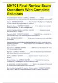 MH701 Final Review Exam Questions With Complete Solutions
