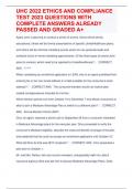 UHC 2022 ETHICS AND COMPLIANCE TEST QUESTIONS WITH COMPLETE ANSWERS ALREADY PASSED AND GRADED A&plus;
