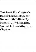 TEST BANK FOR CLAYTON’S BASIC PHARMACOLOGY FOR NURSES 18TH EDITION BY WILLIHNGANZ ALL CHAPTERS COMPLETE