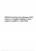 NBSTA Exam Sample Questions With Answers Latest Update 2023/2024 (Graded A+ )