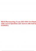 HESI Pharmacology Exam 2023-2024 Test Bank with Correct Questions and Answers (Revised by EXPERT).