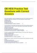 OB HESI Practice Test Questions with Correct Answers