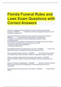 Florida Funeral Rules and Laws Exam Questions with Correct Answers 