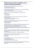 CAM practice exam questions and answers already passed&excl;&excl;