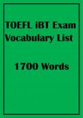 TOEFL iBT Exam Vocabulary List 1700 Words