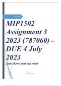 MIP1502 Assignment 3 2023 (787060) - DUE 4 July 2023