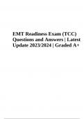 EMT Readiness Exam Questions and Answers Latest Update 2023/2024 (Graded A+)