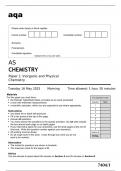 aqa AS  CHEMISTRY Paper 1 (7404/1) Inorganic and Physical Chemistry  May 2023 question paper