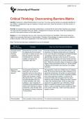 Critical Thinking: Overcoming Barriers Matrix