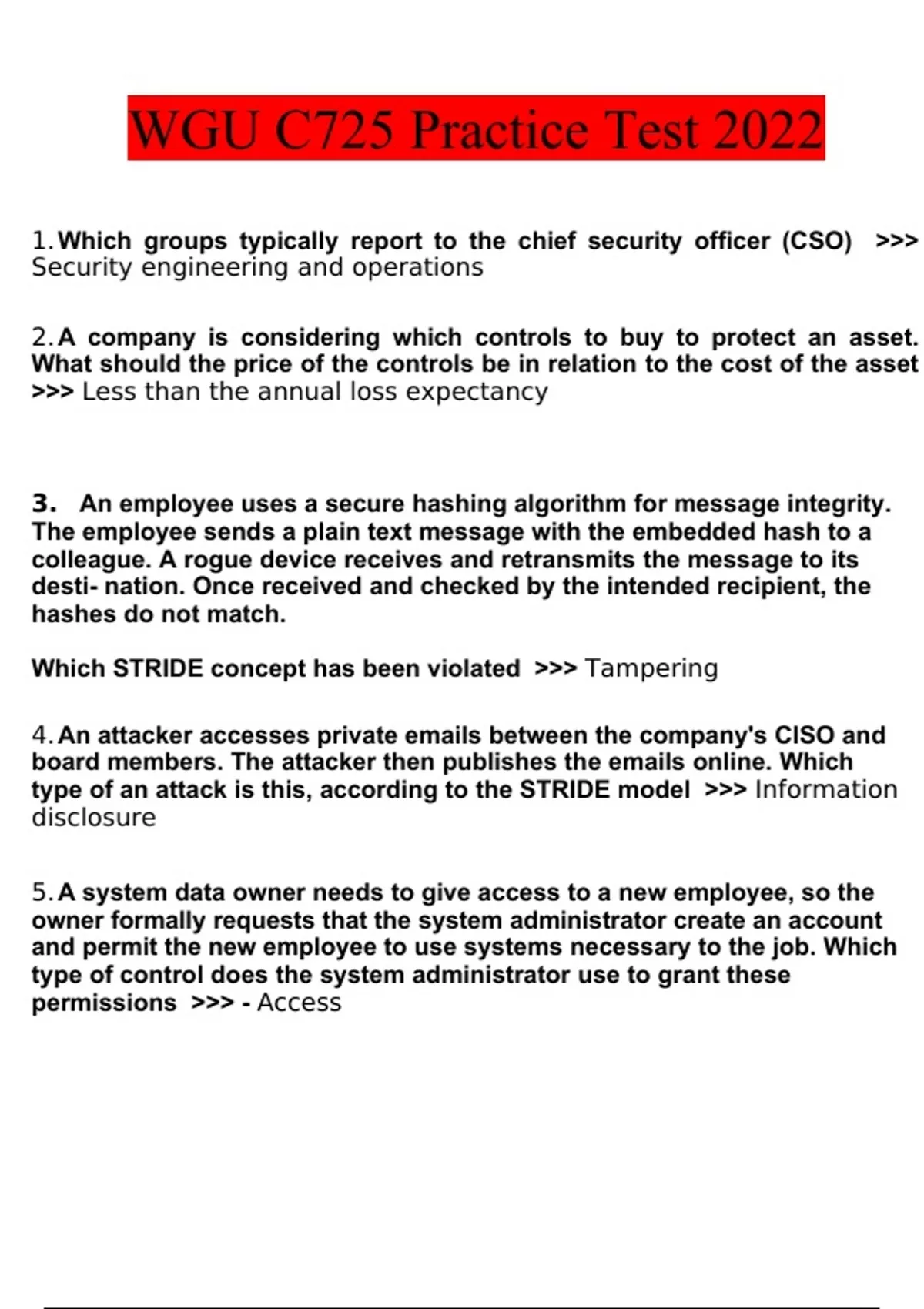 Information Security and Assurance - C725 WGU |QUESTIONS WITH COMPLETE ...