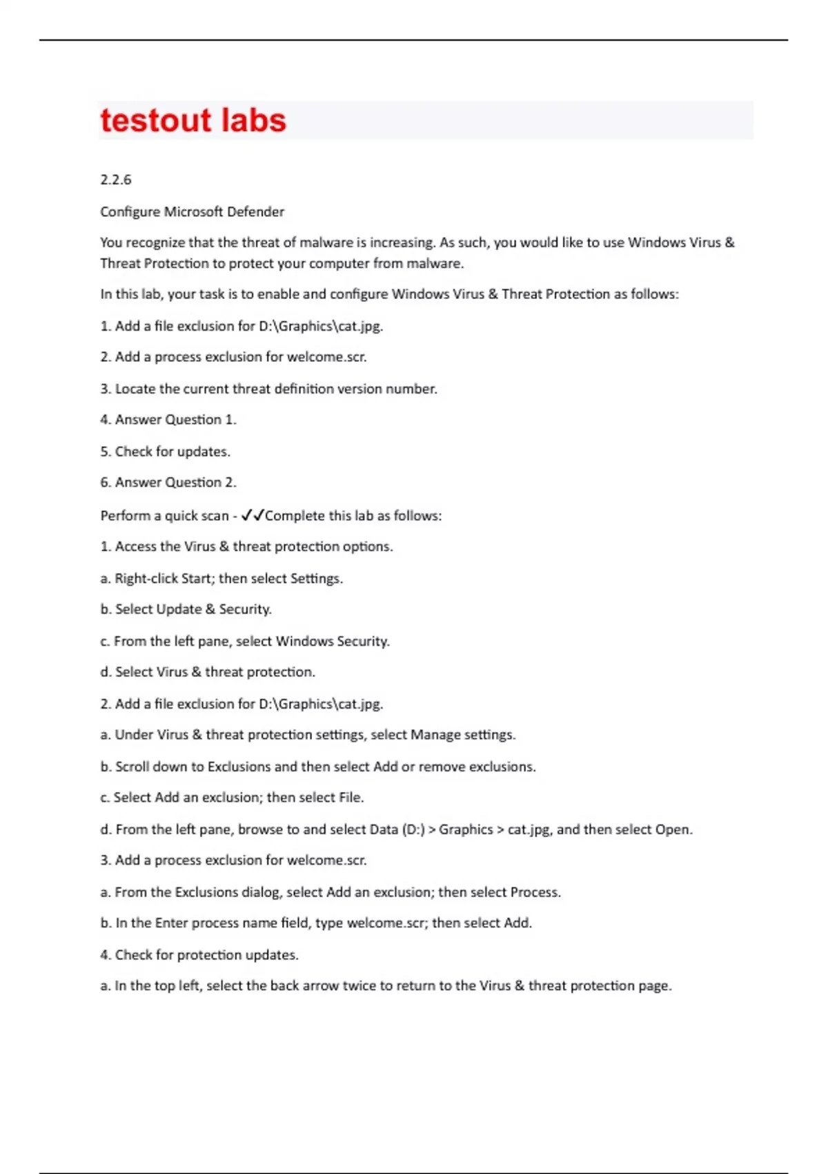 Bundle for testout labs tests compilation everything you need Stuvia US