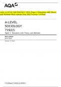 AQA A-LEVEL SOCIOLOGY 7192/1 Paper 1 Education with Theory and Methods Mark scheme June 2022 Version: 1.0 Final