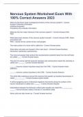 Nervous System Worksheet Exam With 100&percnt; Correct Answers 2023