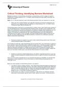 Critical Thinking: Identifying Barriers Worksheet
