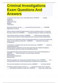 Criminal Investigations Exam Questions And Answers