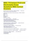 NSG 170 lecture Fluid and Electrolytes Exam Questions With Correct Answers