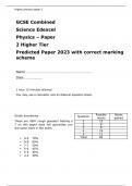 EDEXCEL GCSE Combined Science  Physics – Paper 2 Higher Tier Predicted Paper 2023 with correct marking scheme