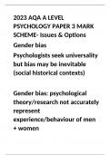 2021 AQA A LEVEL PSYCHOLOGY PAPER 3 MARK SCHEME- Issues & Options