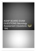 AGNP BOARD EXAM Neurology Assessment Questions and Answers Latest 2023