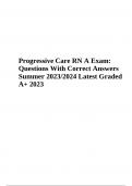 Progressive Care RN A v1 Test &vert; 65 Questions with 100&percnt; Correct Answers &vert; Verified &vert; Updated 2023