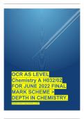 OCR AS LEVEL Chemistry A H032/02 FOR JUNE 2022 FINAL MARK SCHEME > DEPTH IN CHEMISTRY.