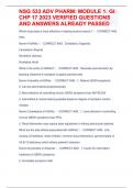 NSG 533 ADV PHARM&colon; MODULE 1&colon; GI&colon; CHP 17 2023 VERIFIED QUESTIONS AND ANSWERS ALREADY PASSED