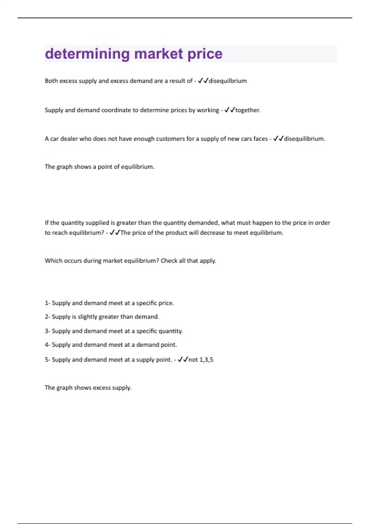 determining market price Question and Answers (A+ guide solution