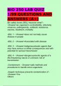 BIO 250 LAB QUIZ 1/99 QUESTIONS AND ANSWERS (A+)