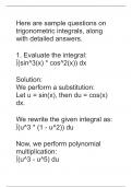 Questions and detailed answers  on Trigonometry integral 
