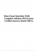 Rma Exam Questions With Complete Solution 2023 (Latest Verified Answers Rated 100%)