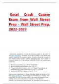 Excel Crash Course Exam from Wall Street Prep-wall Street Prep Questions and Answers&period; Latest 2023&sol;2024