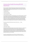 Bundle for Community Health Nursing NCLEX tests compilation &vert; Questions with Answers &vert; Verified