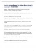 Criminology Exam Revision Questions & Answers 2023&sol;2024