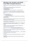 Michigan Life&comma; Accident&comma; and Health Exam With Complete Solutions&period;