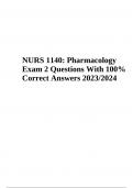 NURS 1140&colon; Pharmacology Exam 2 Questions With 100&percnt; Correct Answers 2023&sol;2024 