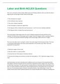 Labor and Birth NCLEX Questions &vert;Question with 100&percnt; correct Answer &vert; Verified