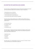 CNA WRITTEN TEST QUESTIONS AND ANSWERS