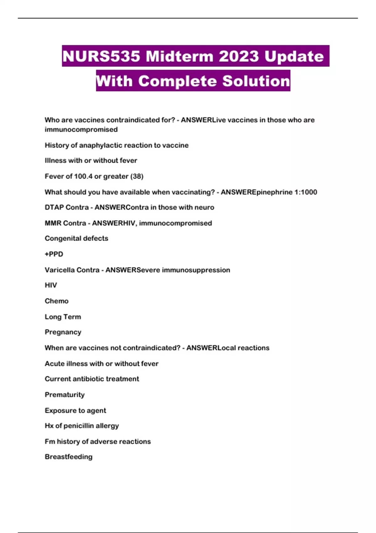 NURS 535 Full Package Deal With Complete Solution - Stuvia US