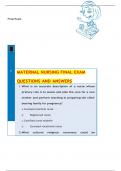 Maternal Nursing Final Exam Questions and Answers