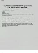 NEWBORN REFLEXES EXAM QUESTIONS AND ANSWERS ALL CORRECT