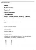 EDEXCEL GCSE Mathematics Predicted Paper 2023 Higher Paper 3 with correct marking scheme