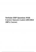 NetSuite Exam Questions With Correct Answers | Latest 2023/2024 100% Correct Graded