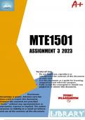 MTE1501 Assignment 3 (DISTINCTION GUARANTEED) 2023 (213891) - DUE 21 July 2023 at  22:00