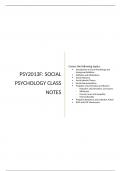 PSY2013F Social and Developmental Psychology:  Social Psychology Notes