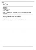 AQA GCSE HISTORY Paper 1 Section A/D: America, 1920–1973 MAY 2023: Opportunity and inequality   Interpretations Booklet